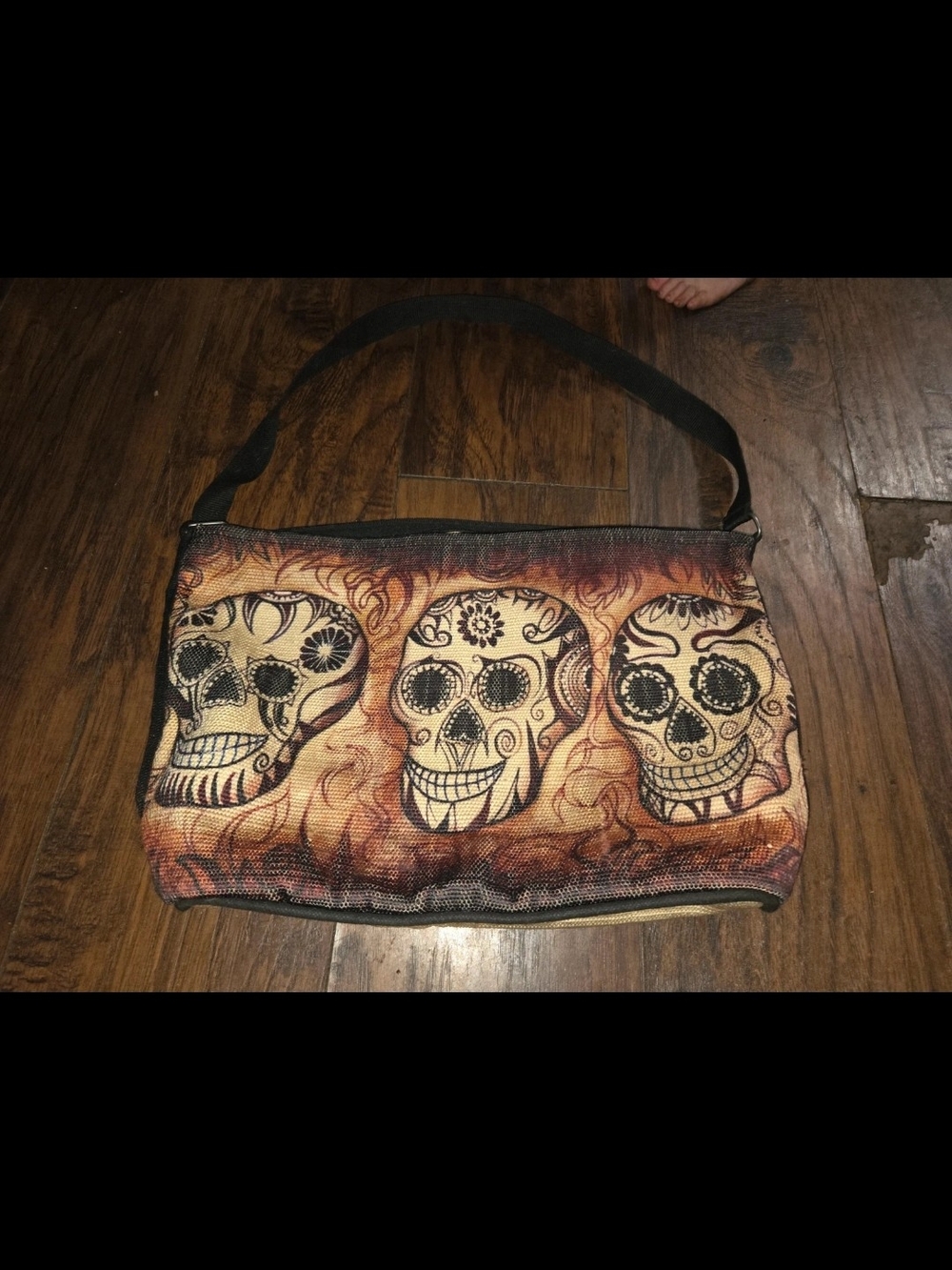 El Paso Saddle Blanket Co Western Triple Skull Fire Shoulder Bag Purse